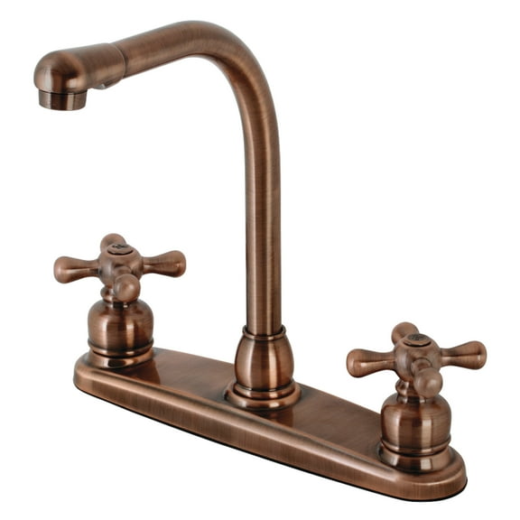 Kingston KB716AXLS Victorian Two-Handle 2-Hole 8" Centerset Kitchen Faucet in Antique Copper