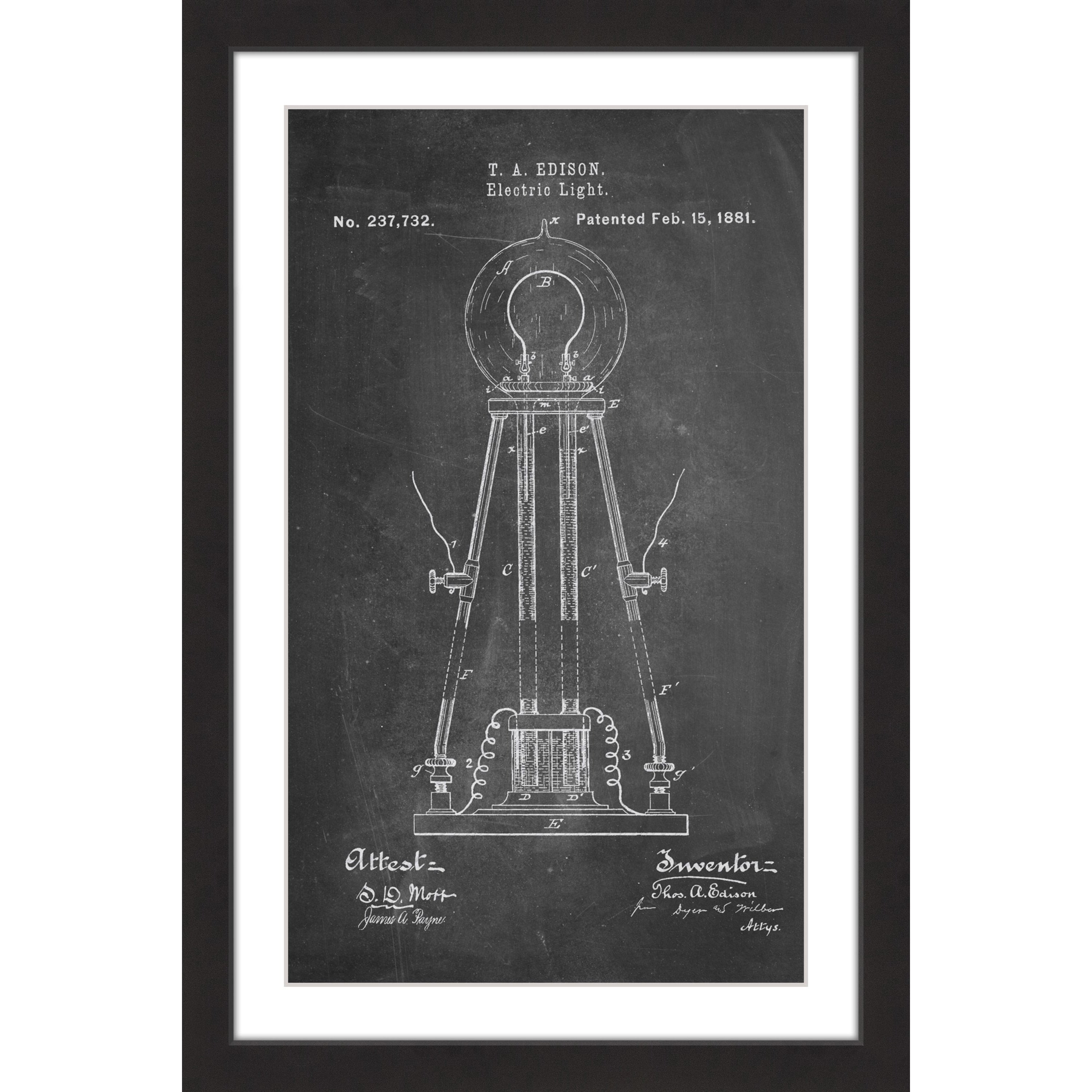 "Edison Light 1881 Chalk" Framed Painting Print
