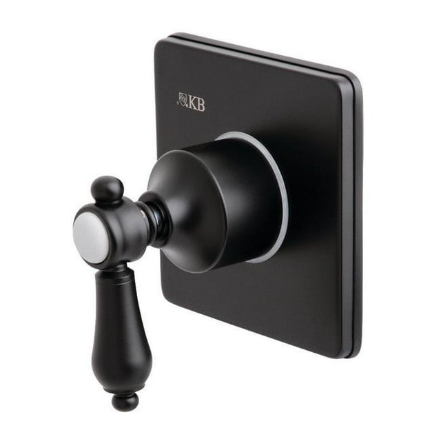 Kingston Brass KS3040BAL Traditional Three-Way Diverter Valve with Single Handle & Square Plate, Matte Black