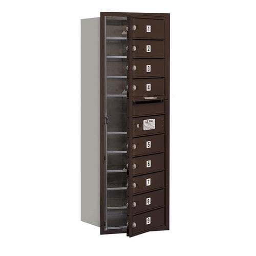 4C Horizontal Mailbox - 11 Door High Unit - Single Column - 9 MB1 Doors - Bronze - Front Loading - Private Access