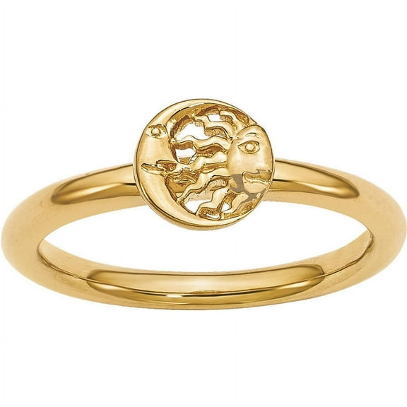 Sterling Silver Yellow-Plated Sun/Moon Ring