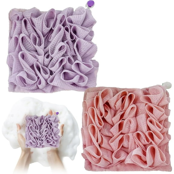 Luffa 2-in-1 Loofah Sponge Washcloth Holds Bar of Soap Effective Exfoliation Twin Pack