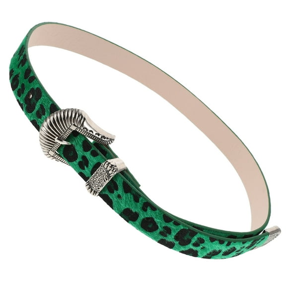 MERRYHAPY Vintage Green Belt with Western Style Metal Buckle and Detailed Carved Design for Men and Women
