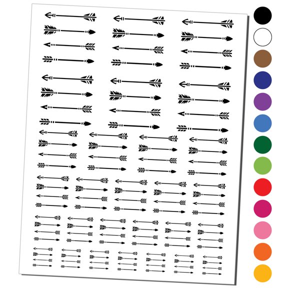 Set of Bow Arrow Pointers Water Resistant Temporary Tattoo Set Fake Body Art Collection - Orange