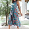 thumbnail image 4 of SMihono Robe Maxi Bohème d'Été pour Femmes Grande Taille Robe Décontractée Aguichant Mode Été Vintage Imprimé Col Halter Robe Longue de Resort Robe de Plage, 4 of 7