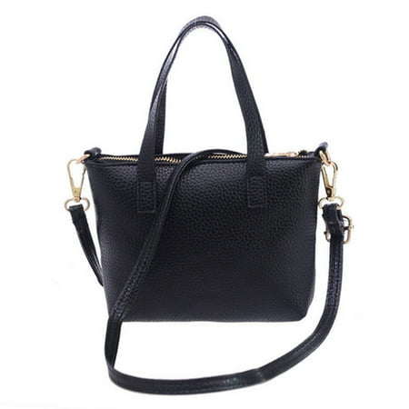 State Logo Tote Bag Women Mini PU Handbag Tote Shoulder Bag Crossbody Bag for Girls and Women Korean Style Lichee Pattern PU Bag - Black + Random Logo ()