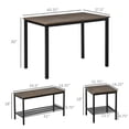 thumbnail image 3 of HOMCOM Industrial Dining Table Set, Kitchen Table and Chairs for 4, Dinner Table with Bench Set Metal Frame Storage Shelf, 4 Piece Dinette Set for Small Space, Rustic Brown, 3 of 10