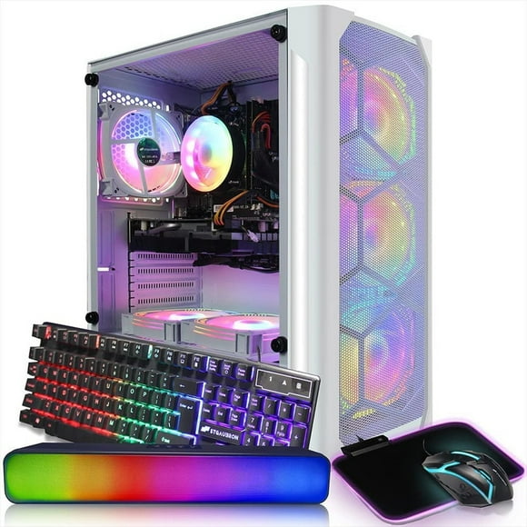STGAubron Gaming Diamond Desktop, Intel Core I7 3.4 GHz up to 3.9 GHz, GTX 1660 Ti 6G GDDR6, 16G, 512G SSD, WIFI, BT 5.0, RGB Fan x 6, RGB KB&MS&MS Pad, RGB BT Sound Bar, W10H64