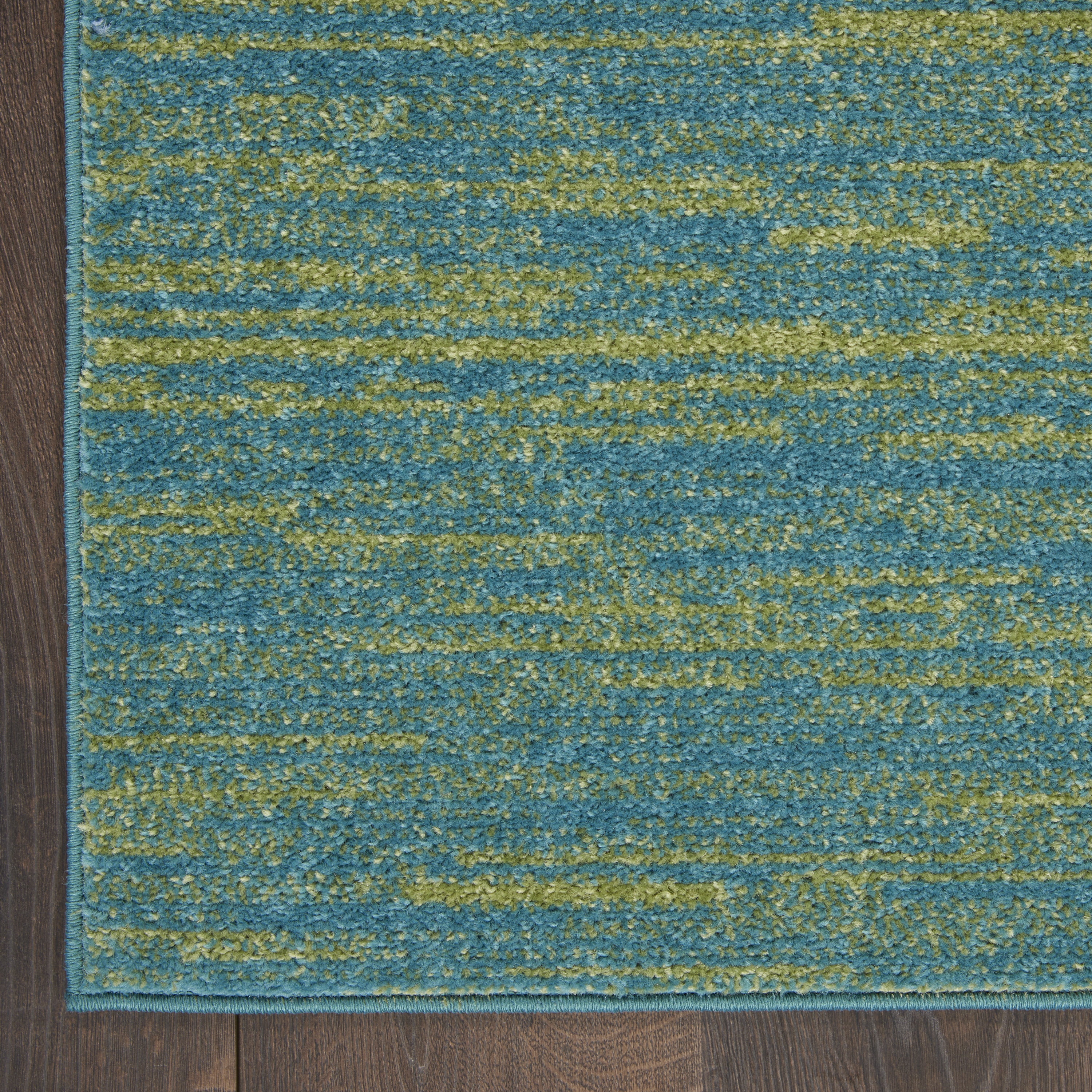 Nourison Essentials Indoor/Outdoor Blue Green 6' x 9' Area Rug, (6x9)