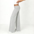 thumbnail image 6 of Women's High Waist Wide Leg Yoga Pants with Rhinestone Fold Over Waistband, Stretch Flared Lounge Trousers, Casual Palazzo Pants for Work & Daily Wear Gray S, 6 of 8