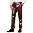 thumbnail image 4 of INSPIRE CHIC Metallic Pants for Men's Straight Leg Sparkly Pants Disco Party Shiny Trouser 34 Red, 4 of 5