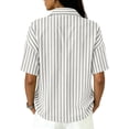 thumbnail image 6 of Polo Shirts for Women Short Sleeve Tops Striped Lapel Button Neck Shirt Causal Trip Work Going Out Summer ,XL,#02 Gray, 6 of 9