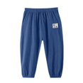 thumbnail image 4 of Domuza Boys Cotton Linen Pants Boys Girls Summer Casual Trousers Lightweight Plain Baggy Sweatpants Elastic Waist Joggers Dark Blue 100, 4 of 7