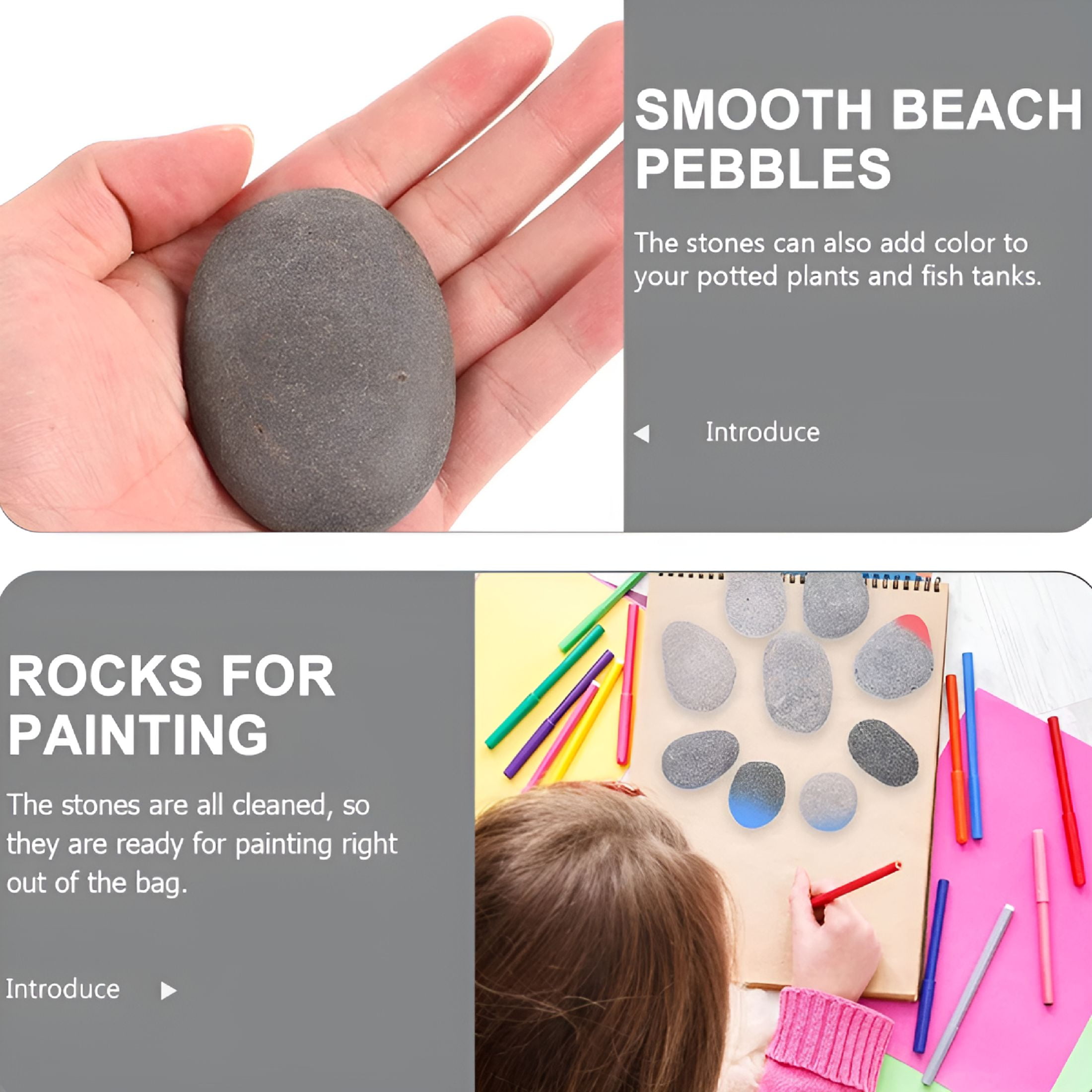 CCOCC 2026 New 2 Pcs Creative Painting Stones Diy Painting Stone Flat Rocks for Painting for Crafts, Art, School Projects, Home Decor, Kids Decorative Rocks Painting Pebble Child