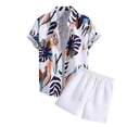 thumbnail image 2 of DGMIOCS Men's Summer 2 Piece Outfits Tropical Print Short Sleeve Button Down Hawaiian Beach Shirt and Shorts Set Orange Size: S, 2 of 6