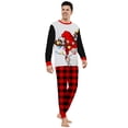 thumbnail image 2 of Yuaguia Family Matching Christmas Pajamas, Gnome with Christmas Lights Print Black Raglan Long Sleeve Top and Red Black Buffalo Plaid Lounge Pants Sleepwear Set, Men S, 2 of 7
