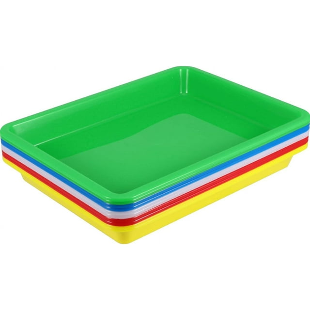 JOIKIT 10 Pack 10.8 x 8.3 Inch Multicolor Plastic Art Trays, Art and Crafts Organizer Tray, Activity Organizer Serving Tray for Beads, Painting, Blocks, DIY Project