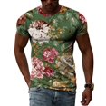 thumbnail image 1 of Summer Men's Flower Pattern Printed T-Shirt Hip-Hop Element Trend Round Neck Tees Seasonality Fashion Handsome Short Sleeve Tops, 1 of 5