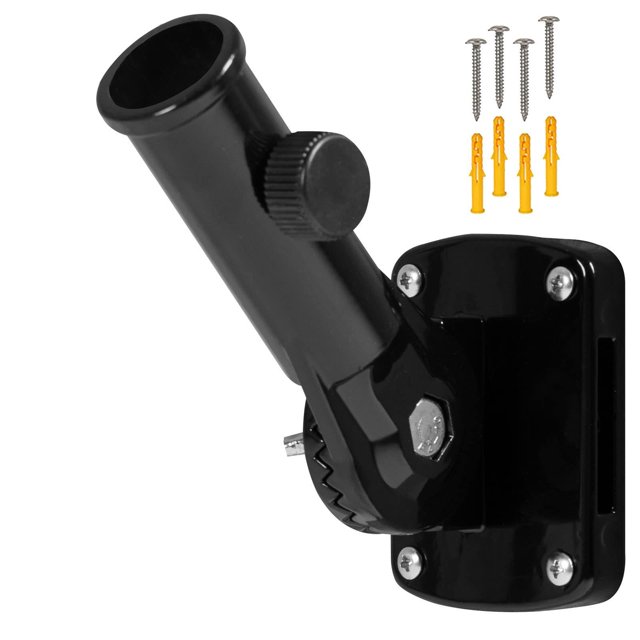 DYNWAVECA Support de Mât de Drapeau 1 Pouces Diamètre Intérieur Robuste pour Extérieur Antirouille Support Stable Réglable à 180 Degrés Support de Montage de Mât de Drapeau Blanc