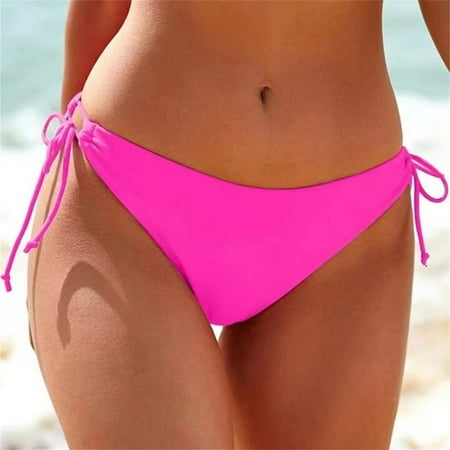 IDALL Swim Shorts Women Bathing Suit Women String Tie Side Bikini Bottoms Moderate Coverage Swimsuit Bottom Low Waist Low Rise Bathing Suit Cheeky Underwear Womens Underwear Hot Pink L