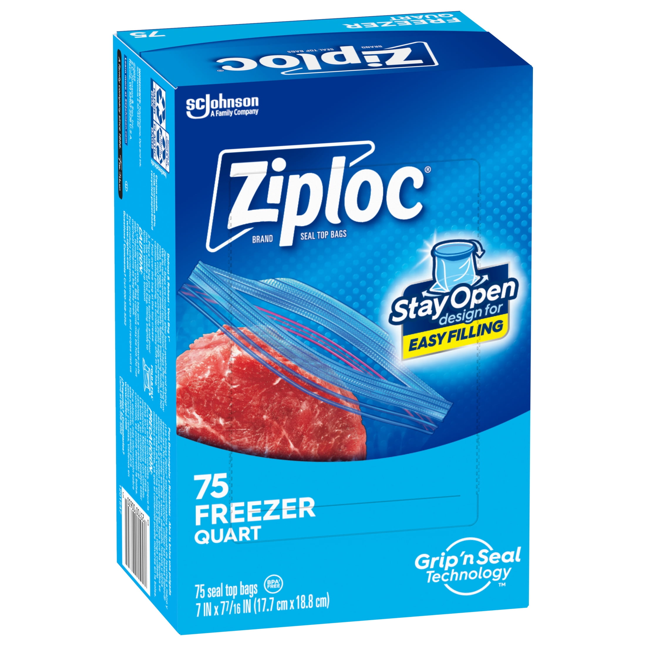 Ziploc Freezer Bags Quart with Grip 'n Seal Technology Reusable