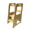 thumbnail image 2 of INTEXCA 2PC Wooden Step Stool and Chair, Kitchen Step Stool with Adjustable Platform for Kids, Toddlers, Kitchen, Bathroom, Bedroom - 02, 2 of 4