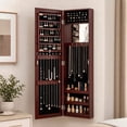 thumbnail image 2 of LIVIZA Full-Length Mirror Jewelry Cabinet with Hooks & Storage Shelves, Wall Door Mounted Jewelry Armoire Organizer,Brown, 2 of 8