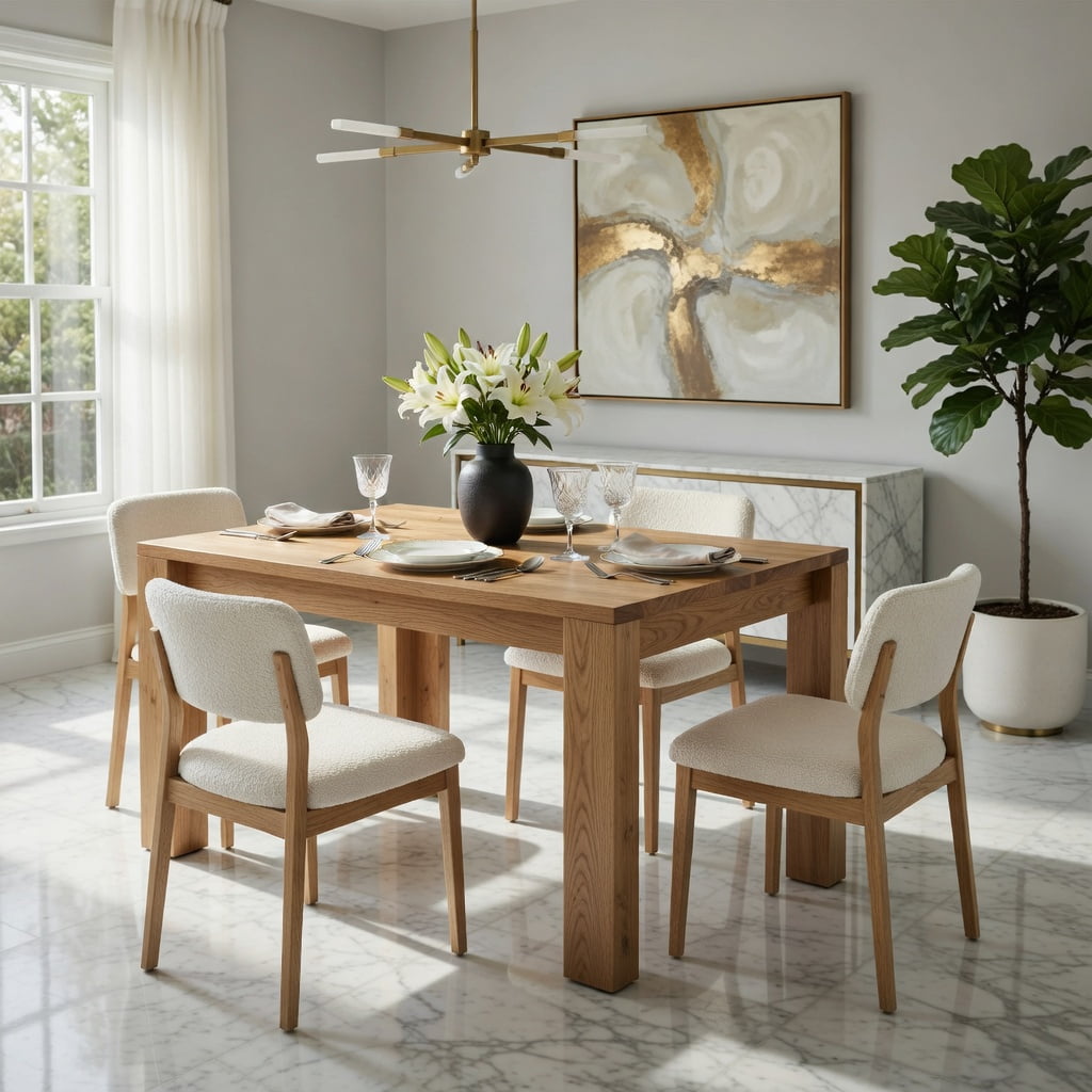 Hommoo Tribesigns Solid Wood Dining Table 63 Inch, Farmhouse Kitchen Table for 6-8 People, Rustic Wood Rectangular Table with Sturdy Legs, Easy Assembly, Natural
