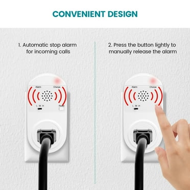 Satisure Power Outage Alarm - 120dB Loud Alert For Freezers & Sump Pumps, With Extender Socket & Rechargeable Battery, White