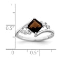 thumbnail image 5 of 925 Sterling Silver Rhodium Princess-cut Smoky Quartz and Diamondond Ring Size 6, 5 of 5
