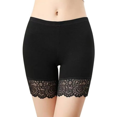 2-Pack* Women s Solid Pants Glare teacher clothes Lace Splice gift for mothers day Non Rolling Plus Size Shorts for Women Leggings Tight Comfy Biker Shorts Women Cotton Underwear Short Pant