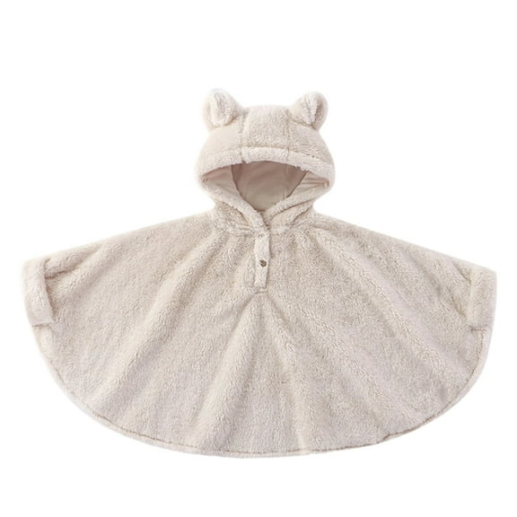 Boys & Girls Hoodie Cape Poncho Coat Color: White Size: 5-6 Years