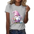 thumbnail image 2 of VBTAPA Funny Bunny Print T Shirt for Women Cute Grapic Tee Shirts Happy Easter Short Sleeve Tops Prime Sales Today Gray S, 2 of 5
