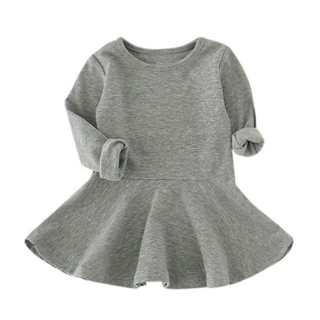 Candies Kids Dress - CARLTON Baby Girls Candy Color Long Sleeve Solid Princess Casual Toddler Kids Dress