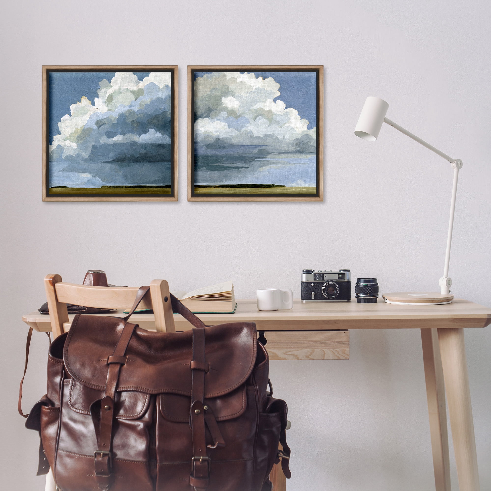 Stupell Industries Sublime Outdoor Weather Landscape Landscape Painting Brown Floater Framed Canvas Art Print Wall Art, 18 x 18, Set of 2