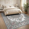 thumbnail image 3 of ODIKA 8'x10' Washable Area Rug Pink Whimsical Vine Border Blush Dorm Pastel Nursey Oushak Refined for King Size Bedroom Under Bed, Master Suite, Non-Shedding, Easy Care, 3 of 7