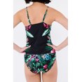 thumbnail image 1 of ABPHQTO Conjunto de tankini fruncido con estampado de hojas y flores negras para mujer, 1 of 5