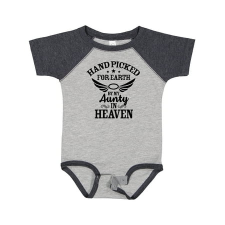 

Inktastic Handpicked for Earth by My Aunty in Heaven with Angel Wings Gift Baby Boy or Baby Girl Bodysuit