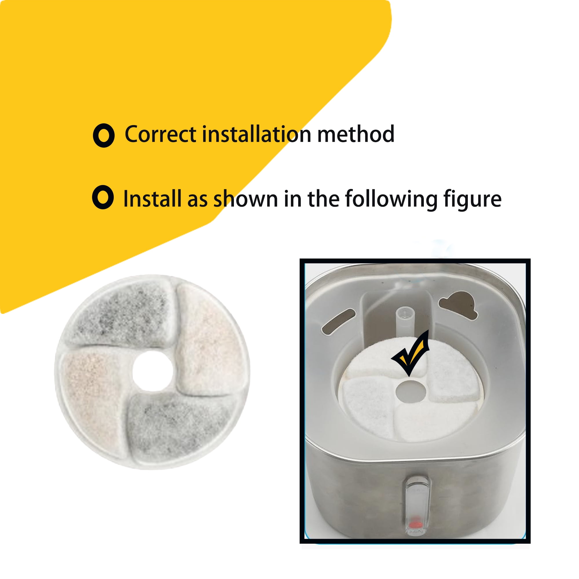 TropicAqua Cat Water Fountain Sponge Filters, Replacement Foam Filters Compatible with Square 2.2L/73oz Stainless Steel Pet Dog Drinking Fountain (Pack of 30)