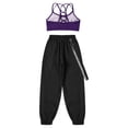 thumbnail image 4 of Doomiva Kids Girls 2 Pieces Dance Camisole Crop Tank Top and Pants Set Modern Jazz Street Dance Purple 6, 4 of 7