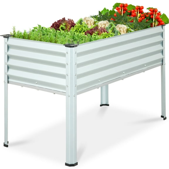 Best Choice Products 48x24x30in Elevated Galvanized Metal Garden Bed w/ Corner Protectors - Silver