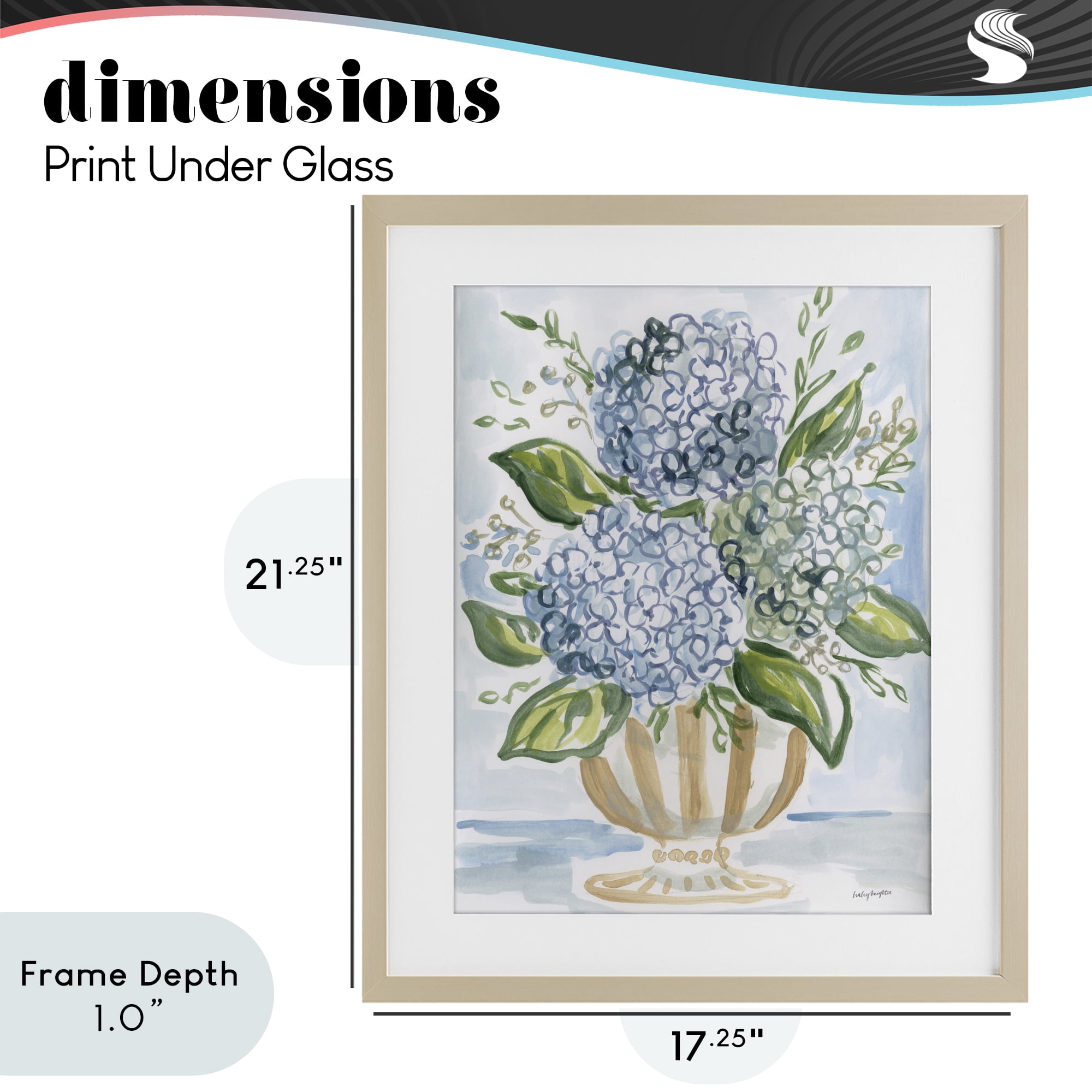 Stupell Industries Serena Pastel Hydrangea Bouquet Birch Framed Print Under Glass, design by Haley Knighten