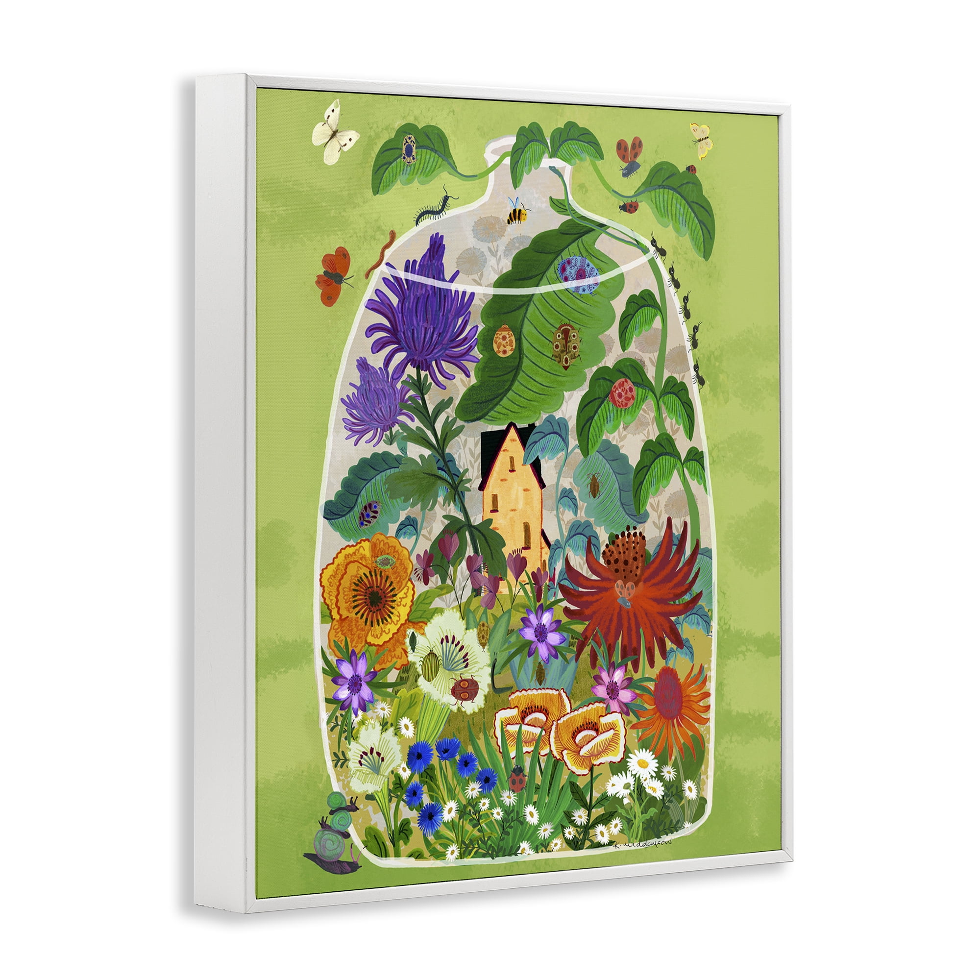 Stupell Industries Terrarium Bug Garden White Framed Giclee Art, design by Kay Widdowson