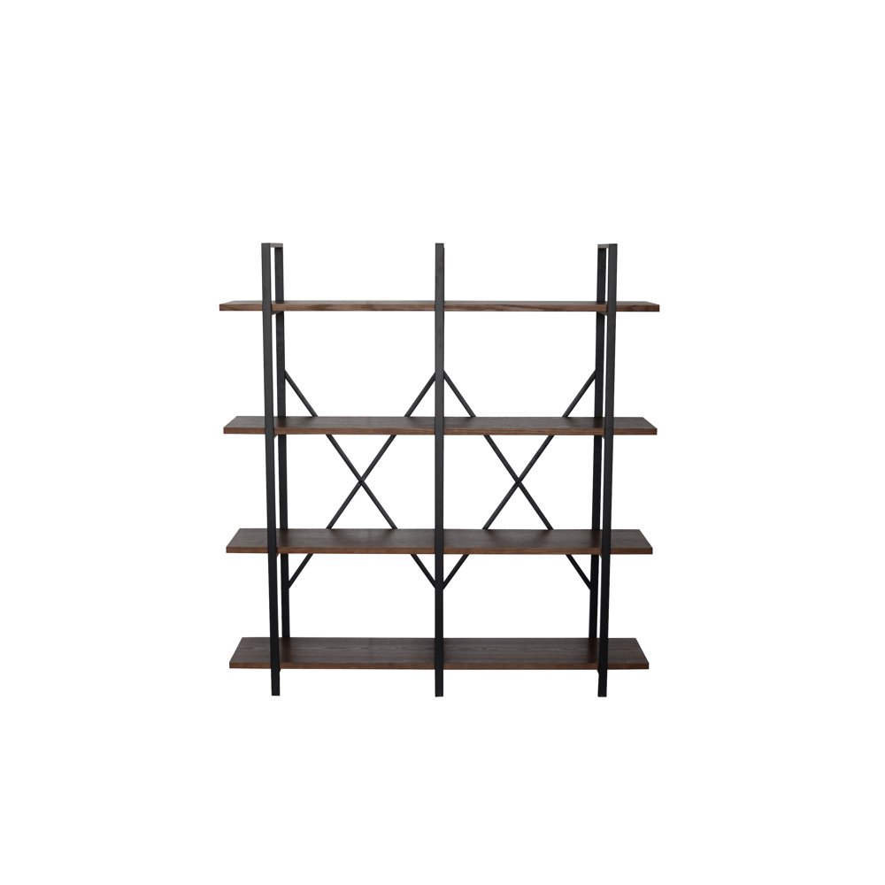 Marshall Walnut Brown 4 Shelf Double Etagere Bookcase - Walmart.com ...