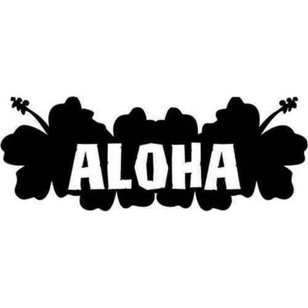 Hawaiian Aloha Flower Decal Sticker 7.5Inches By 2.8Inches Black