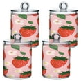 thumbnail image 2 of 2 Pack Strawberry Leaves Fower Qtip Holder Dispenser Clear Plastic Storage Apothecary Jars for Cotton Swabs Balls Pads Floss, 2 of 7