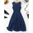 thumbnail image 5 of Navy Blue Polka Dot V-Neck Sleeveless A-Line Midi Dress For Women, 5 of 8