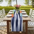 thumbnail image 3 of Navy Blue Short Table Runner 36 Inches Long,Modern Moire Abstract Ripple Geometric Cotton Linen Table Runners Dresser Scarves,Fabric Tabletop Scarf Furniture Cover for Home Dinner Party Decor 13"x36", 3 of 8