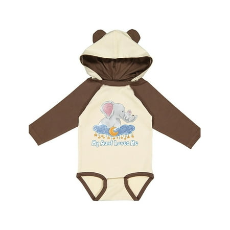

Inktastic My Aunt Loves Me Cute Elephants Clouds Moon and Stars Gift Baby Boy or Baby Girl Long Sleeve Bodysuit