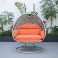thumbnail image 3 of HomeStock Mountain Lodge Light Grey Wicker Hanging 2 person Egg Swing Chair, 3 of 5